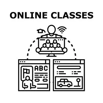 Online classes concept virtual education experience Stock Illustration