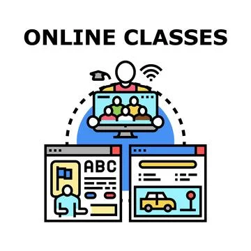 Online classes concept virtual education experience Stock Illustration