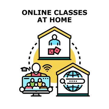 Online classes at home learning concept Stockillustratie