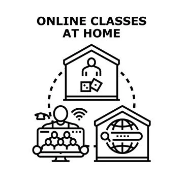 Online classes at home learning concept Stock Illustration