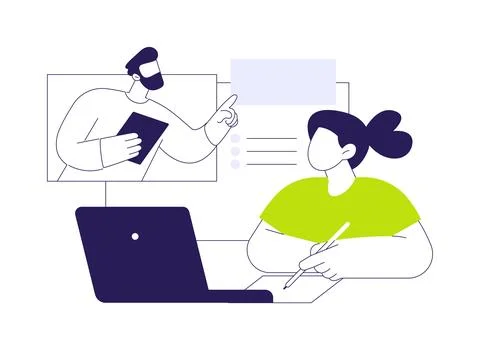 Online classes isolated cartoon vector illustrations. Ilustración de archivo