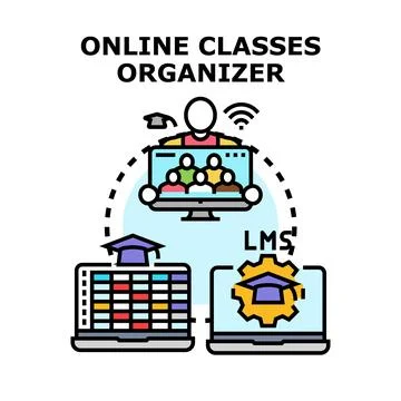 Online classes organizer managing e learning system Stockillustratie