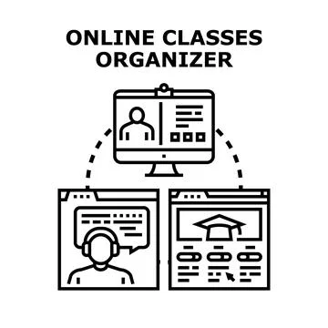 Online classes organizer managing e learning system Stock Illustration