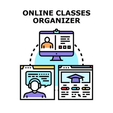 Online classes organizer managing e learning system 스톡 일러스트