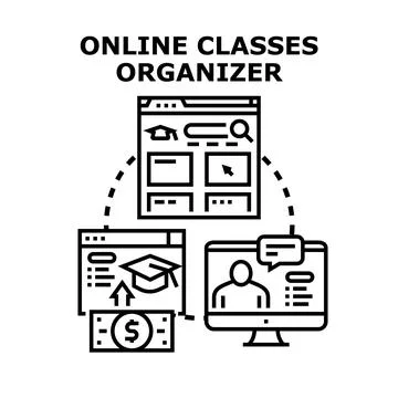Online classes organizing platform for distance education Stock Illustration