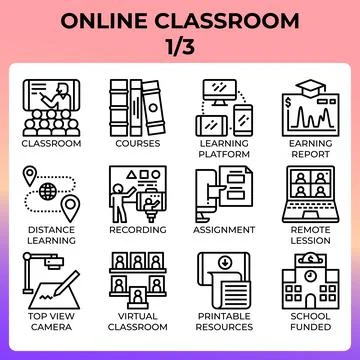 Online classroom icon set Stock-Illustration