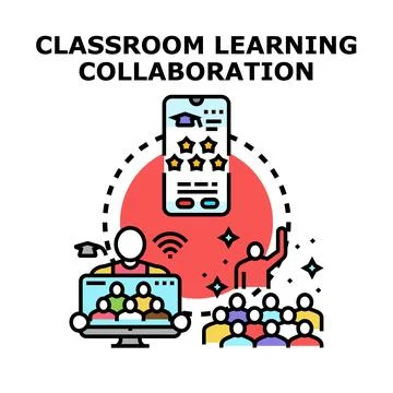 Online classroom learning collaboration meeting distance education Stock Illustration