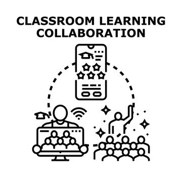 Online classroom learning collaboration meeting distance education Stock Illustration