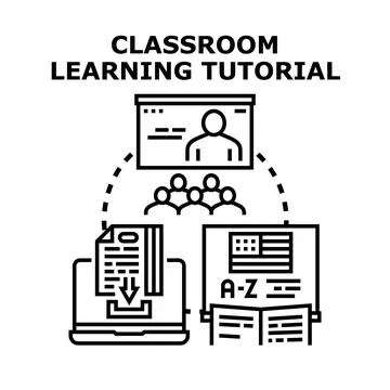 Online classroom learning tutorial for education and training Stock Illustration