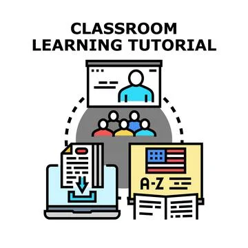 Online classroom learning tutorial for education and training Stock Illustration