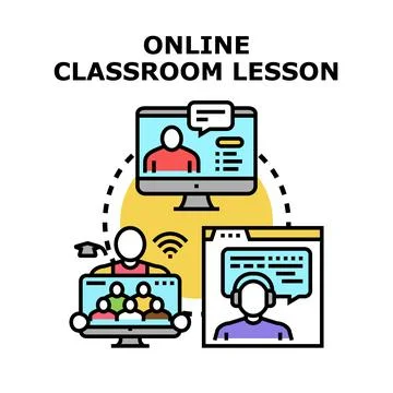 Online classroom lesson concept for remote education Stock Illustration