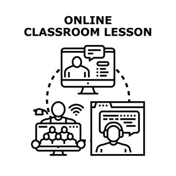 Online classroom lesson concept for remote education Stock Illustration