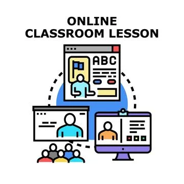 Online classroom lesson concept for remote learning 스톡 일러스트
