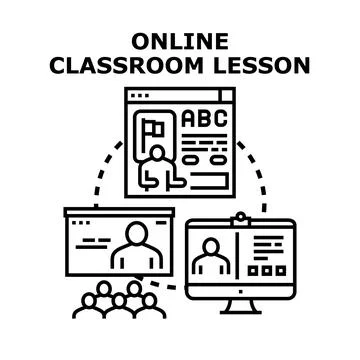 Online classroom lesson concept for remote learning Stock Illustration