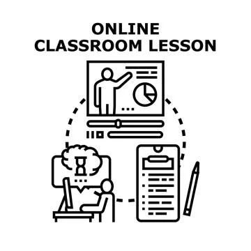 Online classroom lesson vector concept illustration Stock Illustration