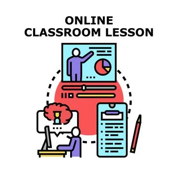 Online classroom lesson vector concept illustration Stock Illustration