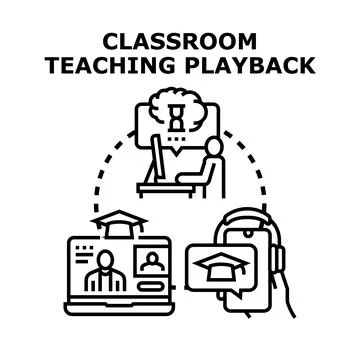Online classroom teaching playback learning education concept Stock Illustration