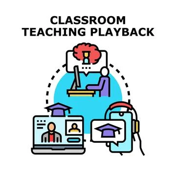 Online classroom teaching playback learning education concept Stock Illustration