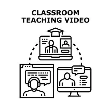 Online classroom teaching video conference concept Stock Illustration