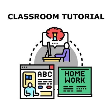 Online classroom tutorial concept for education and learning Stock Illustration