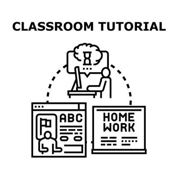 Online classroom tutorial concept for education and learning Stock Illustration