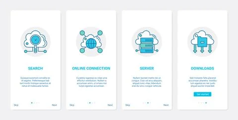 Online cloud connection global technology UX, UI onboarding mobile app page Stock Illustration