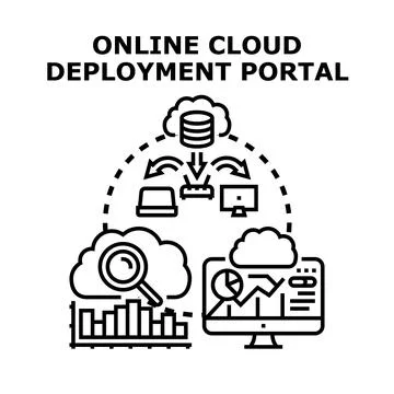 Online cloud data deployment portal administration concept Stock Illustration