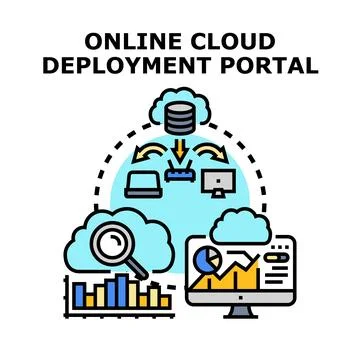 Online cloud data deployment portal administration concept Stock Illustration