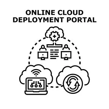 Online cloud deployment portal managing data and users 库存插图
