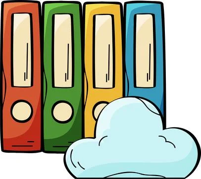 Online Cloud Library and Digital Document Storage Illustration Illustrazione stock