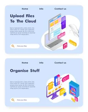 Online cloud office. Upload files to cloud storage technology. Business 3d Stock Illustration