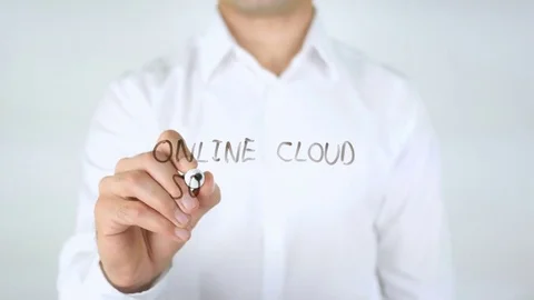 Online Cloud Solution, Man Writing on Glass Stock Footage