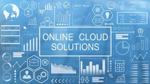 Online Cloud Solutions, Animated Typography Stock Illustration