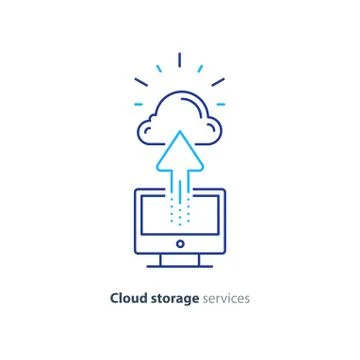 Online cloud storage, data aggregation concept line icon 스톡 일러스트