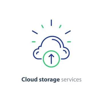 Online cloud storage, data aggregation concept line icon Stock Illustration