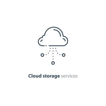 Online cloud storage, data aggregation concept line icon Stock Illustration