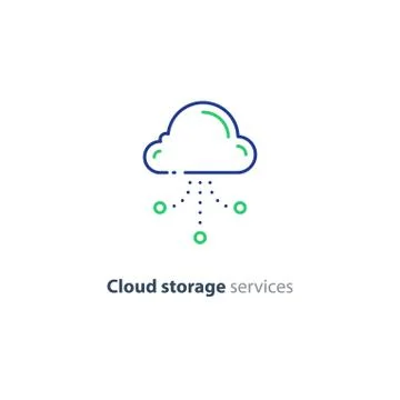 Online cloud storage, data aggregation concept line icon Illustrazione stock