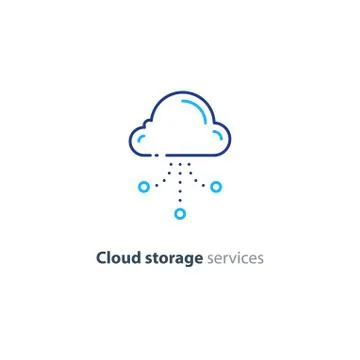 Online cloud storage, data aggregation concept line icon Stock Illustration