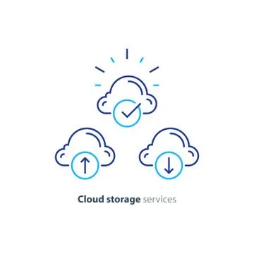 Online cloud storage, data aggregation concept line icon Stock Illustration