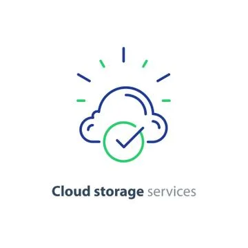 Online cloud storage, data aggregation concept line icon Stock Illustration