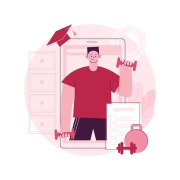 Online coach abstract concept vector illustration. Illustrazione stock