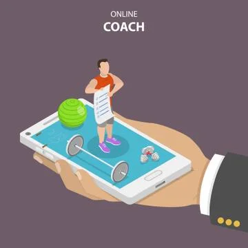 Online coach flat isometric vector concept. Stock Illustration