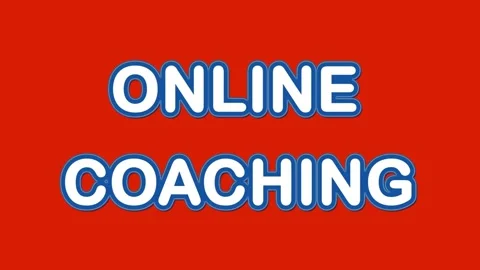 ONLINE COACHING animated text on the red background Stock Footage 144442467