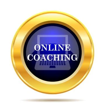 Online coaching icon. Internet button on white background.. 스톡 일러스트