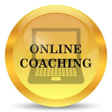 Online coaching icon. Internet button on white background.. Stock Illustration