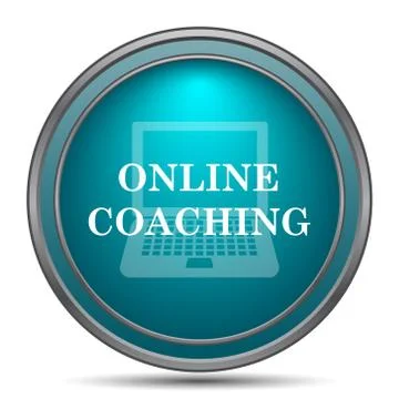 Online coaching icon. Internet button on white background.. Stock Illustration
