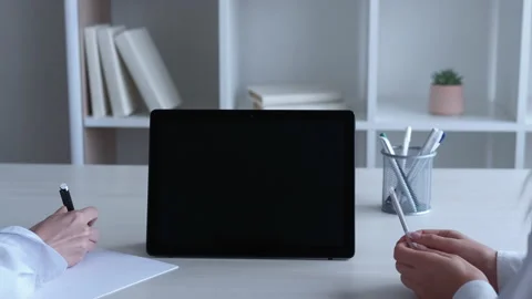 Online coaching video call hands mockup tablet Stock Footage 222614363