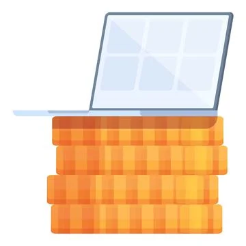 Online coin stack icon cartoon vector. Blog funnel Illustrazione stock