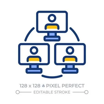 Online collaboration pixel perfect line color icon Stock-Illustration