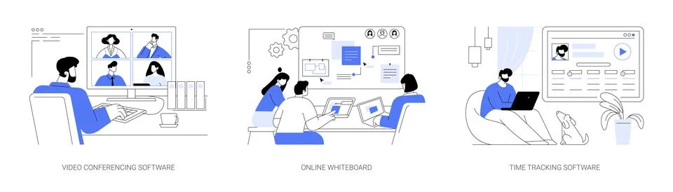 Online collaboration software abstract concept vector illustrations. Stock Illustration